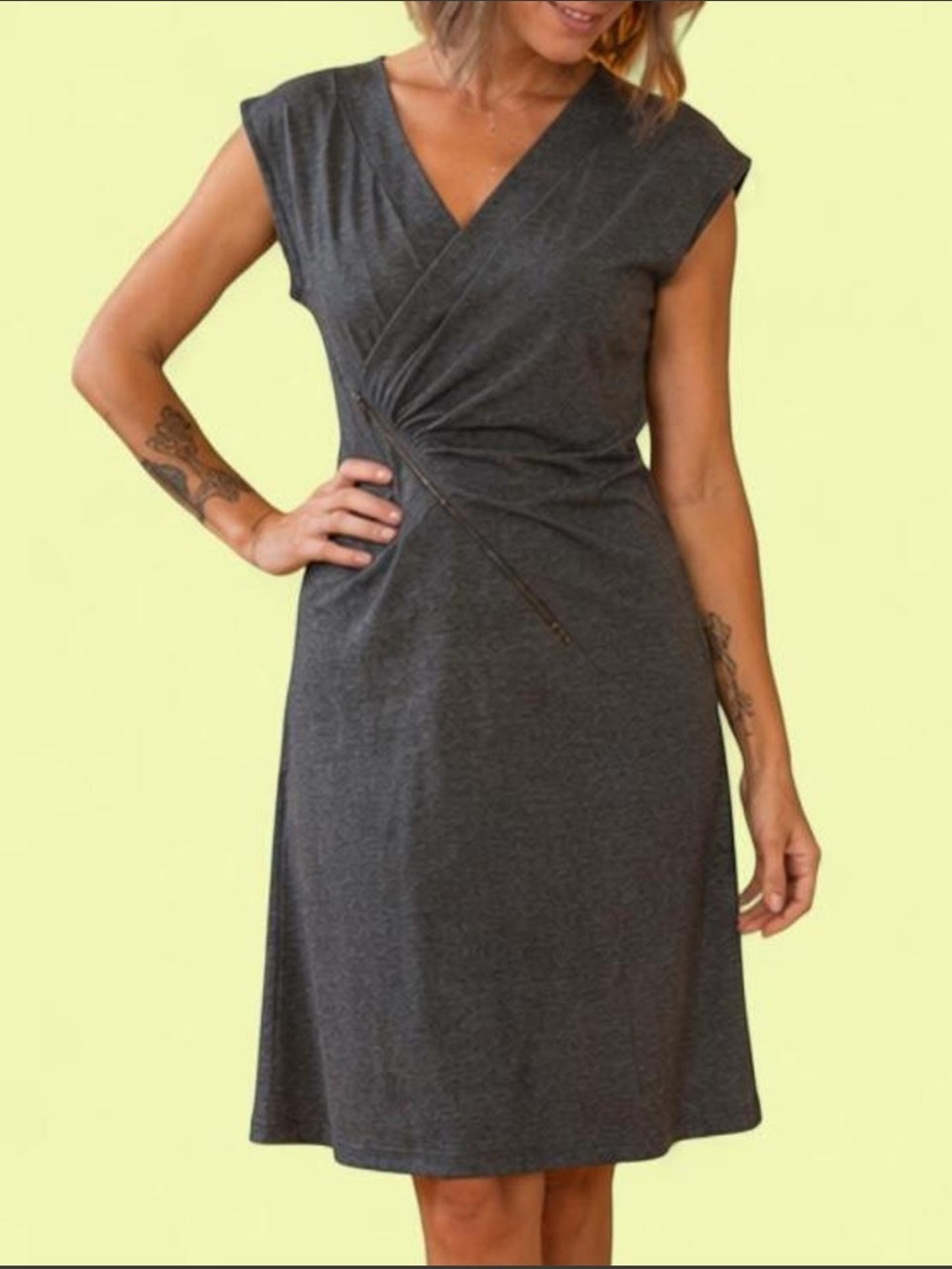 Marc by Marc Jacobs "Fiona" Asymmetric Zip Dress, charcoal grey, 100% wool, sz M